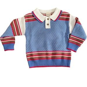 Polo Knit Sweater Sweater Blue Red Long Sleeve Size 18-24mo NWT
